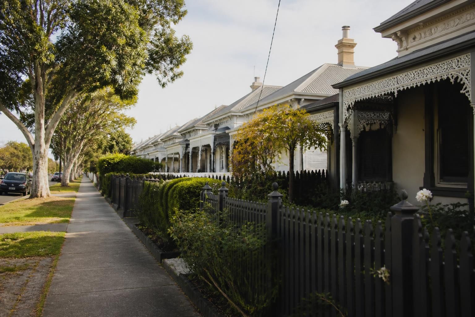 Quiet Seddon neighborhood street with heritage-style homes.
